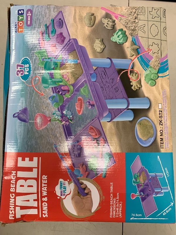 Photo 1 of deAO Water Table for Toddlers Outdoor Play Table Summer Toys with 23PCS Beach Toy,2 Fishing Pool Toys,Activity Sandbox Sensory Toy for Kids