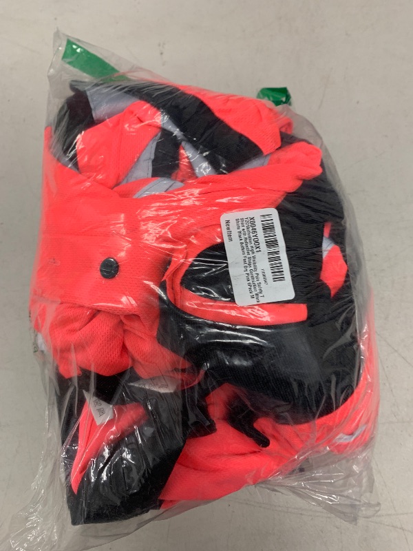 Photo 1 of YZC·Motivation High Visibility Polo Safety T Shirt with Reflective Strips Construction Work Shirts Black Bottom Fast Dry Pink 6Pack M