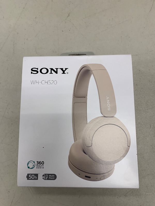 Photo 1 of Sony WH-CH520 Best Wireless Bluetooth On-Ear Headphones with Microphone for Calls and Voice Control, Up to 50 Hours Battery Life with Quick Charge Function, Includes USB-C Charging Cable - Beige