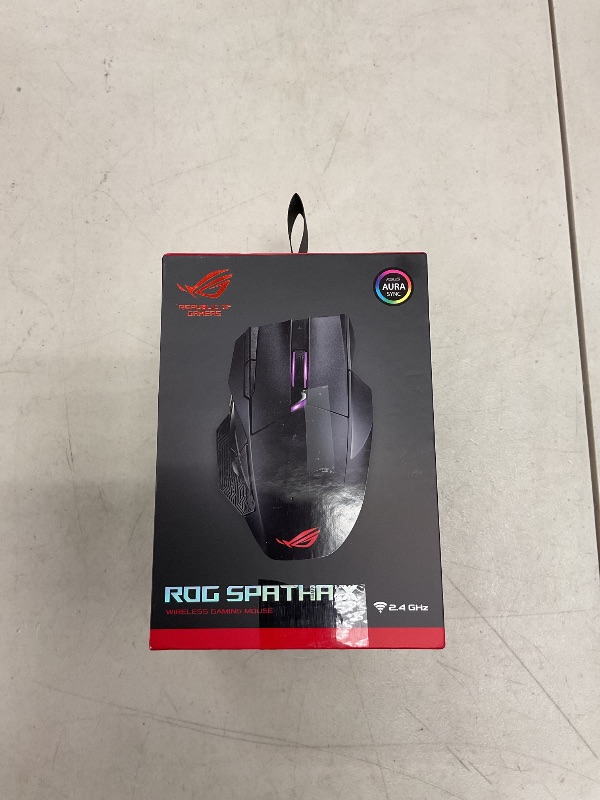 Photo 1 of ASUS ROG Spatha X Wireless Gaming Mouse (Magnetic Charging Stand, 12 Programmable Buttons, 19,000 DPI, Push-fit Hot Swap Switch Sockets, ROG Micro Switches&Paracord and Aura RGB lighting),Black