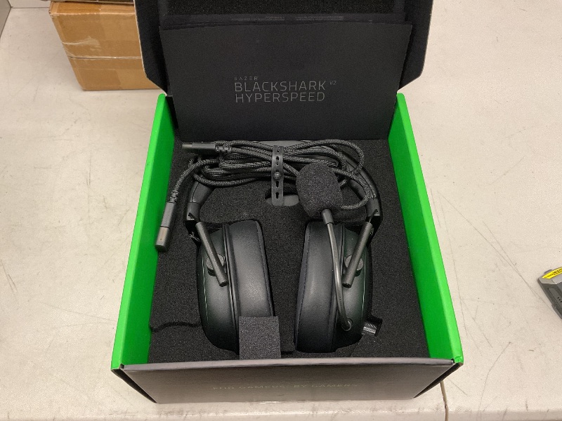 Photo 1 of Razer BlackShark V2 HyperSpeed Wireless Gaming Headset: 280g Lightweight - THX Spatial Audio - Bendable Mic - 50mm Drivers - 2.4GHz, Bluetooth or USB - 70 Hr Battery w/USB Type C Charging - Black