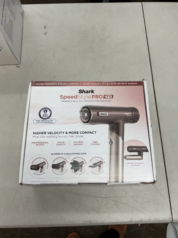 Photo 1 of Shark SpeedStyle Pro Flex Professional Performance High-Velocity Hair Dryer System with Scalp Shield & IQ Speed Styling and Drying Suite, Lightweight, Ionic, No Heat Damage, Mocha Silver, HD542