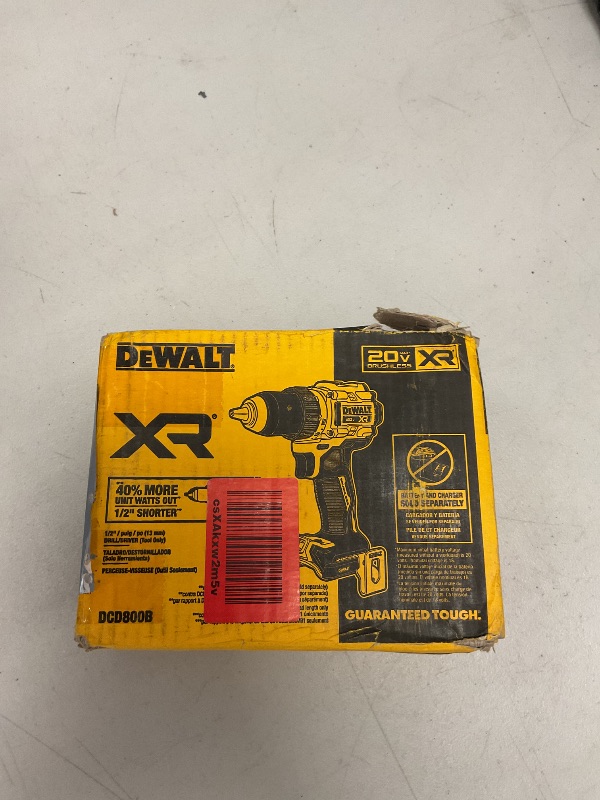 Photo 1 of DEWALT 20V MAX XR Cordless Drill/Driver, 1/2-in, Bare Tool Only (DCD800B)