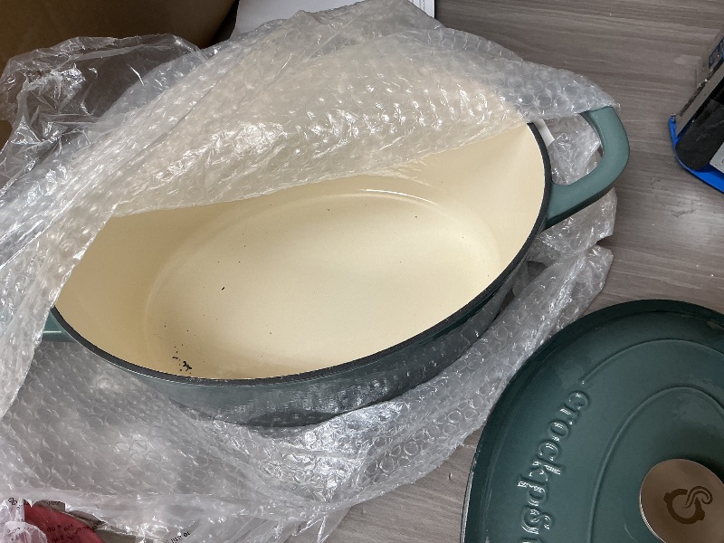 Photo 1 of SEE NOTES PICTURES…….Crock-Pot Artisan Oval Enameled Cast Iron Dutch Oven, 7-Quart, Slate Gray