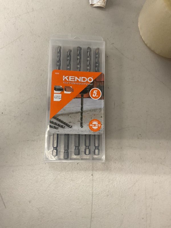 Photo 1 of KENDO 1/4" x 6" Rotary Hammer Drill Bits Multi-Purpose Carbide Drill Bit Set - 5-Piece Carbide Tips for Concrete, Brick, Wood, Tile, for DIY Lovers