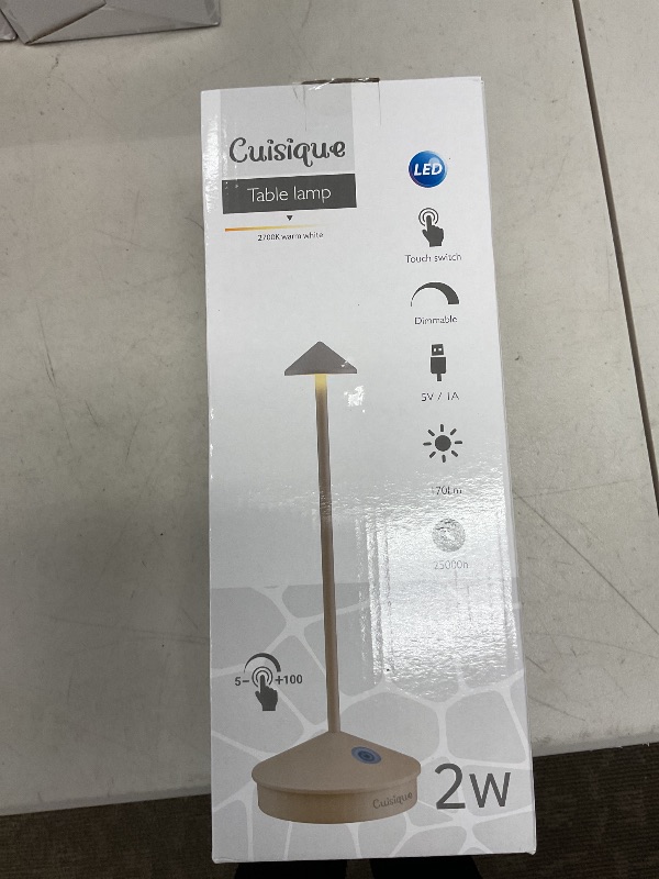 Photo 1 of Cuisique LED Cordless Portable Table Lamp, Battery Operated USB Desk Lamp, 52000mAh Rechargeable Table Light.Waterproof.Touch dimmable Dining lamp for Restaurant/Bedroom/Outdoor/Camping/Garden.