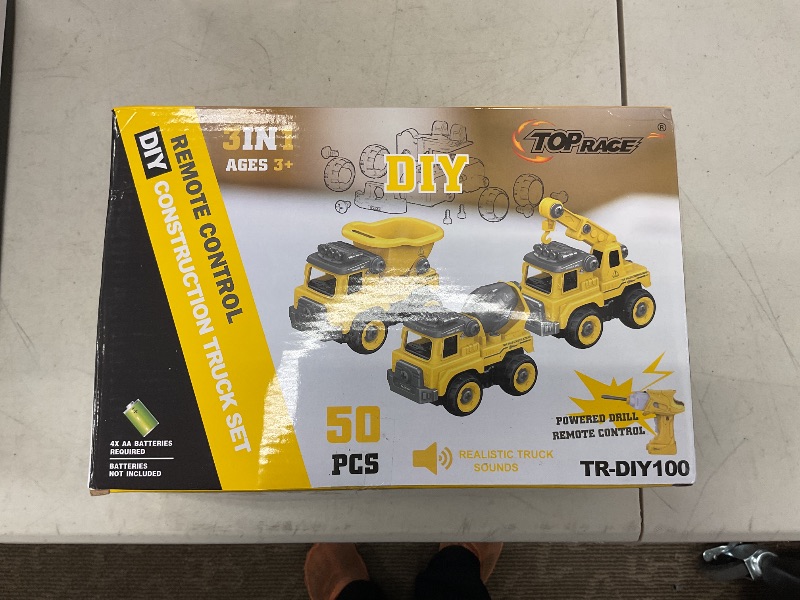 Photo 1 of Top Race 3-in-1 Construction Toys - Easy Assembly Take Apart Construction Trucks with Remote Control and Drill - 3 Building Models for Kids Ages 3 and Up - Ideal for Indoor and Outdoor Play