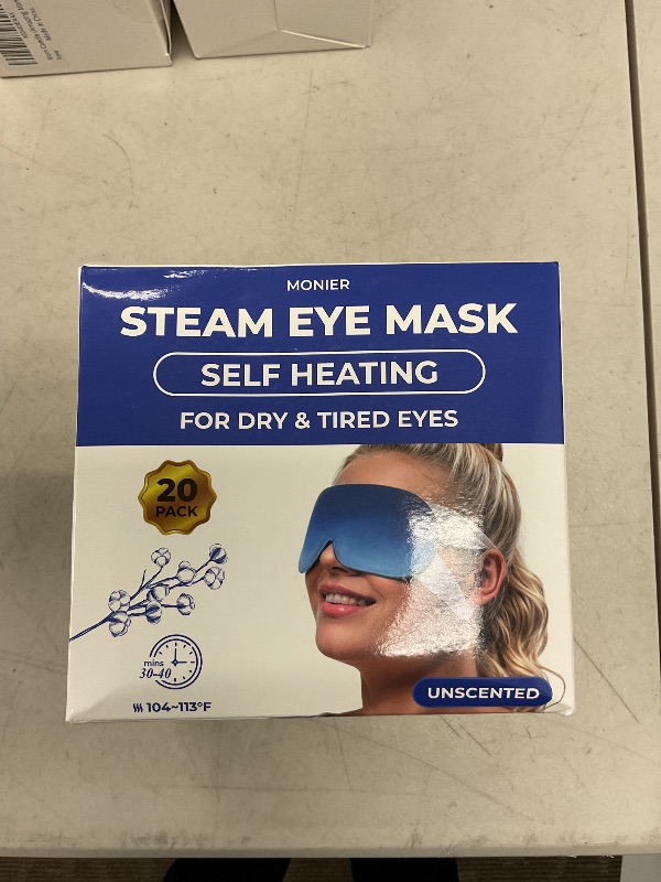 Photo 1 of Steam Eye Mask for Dry Eyes | Self Heating Warm Compress for Eyes | Disposable Heated Eye Mask for Sleep, Spa, Travel Essentials & Relaxation Gifts for Women & Men (Unscented, 20 Pack)