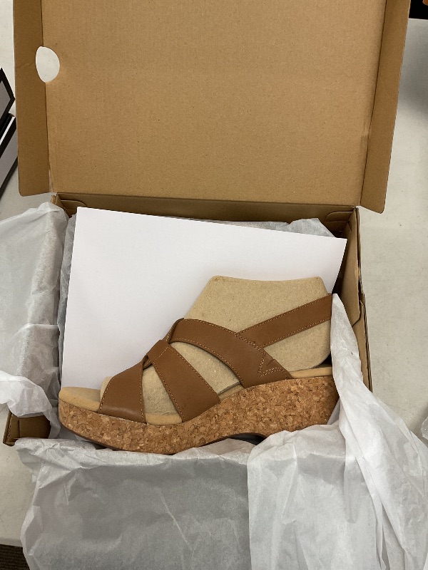 Photo 1 of Clarks Giselle Beach Wedge Sandal, Tan Leather, 11 Medium