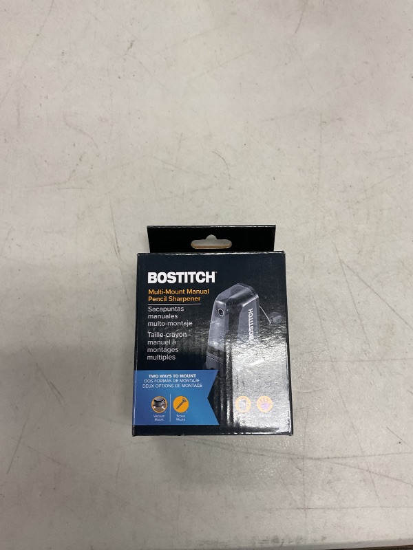 Photo 1 of Bostitch Office Multi-Mount Manual Pencil Sharpener, Vacuum Mount or Screw Mount, Black (MPS2-BLK)
