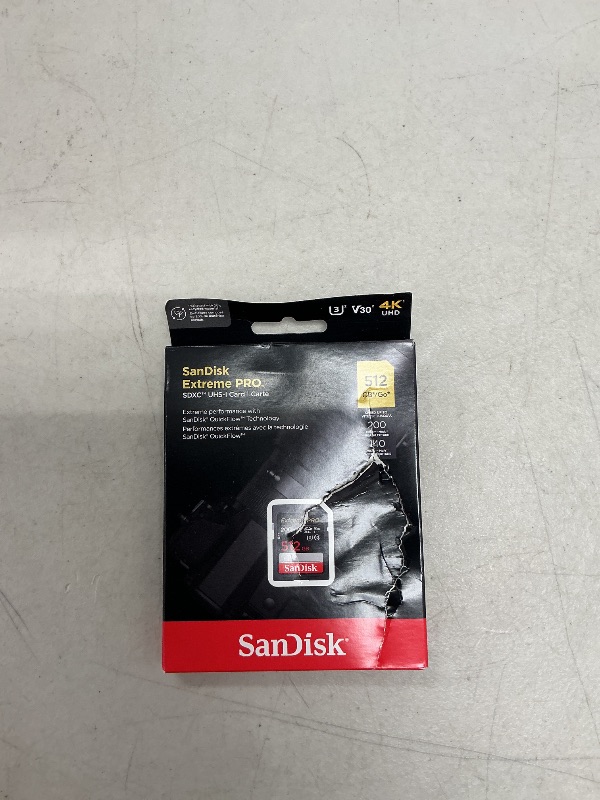 Photo 1 of SanDisk 512GB Extreme PRO SDXC UHS-I Memory Card - C10, U3, V30, 4K UHD, SD Card - SDSDXXD-512G-GN4IN, Dark gray/Black