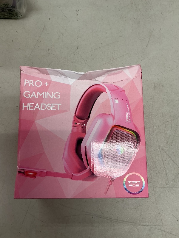 Photo 1 of ZIUMIER Gaming Headset with Detachable Cat Ears, Compatible with PS4 PS5 Xbox One PC Laptop, Over-Ear Headphones with LED Light, Noise Canceling Mic, Stereo Surround Sound (Pink)