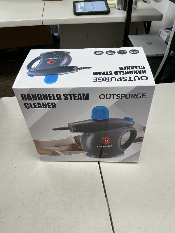 Photo 1 of Outspurge Handheld Steam Cleaner, Pressurized Multi-Surface Steam Shot with 13 Accessories, Safety Lock, Steamer for Cleaning Floor, Upholstery, Grout, Windows, Couch and Car, Grey