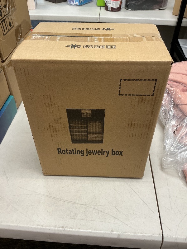 Photo 1 of STYLIFING Large Jewelry Box 360°Rotating, Jewelry Organizer Box with 4 Drawers, Jewelry Boxes for Women, Jewelry Organizers and Storage with Glass Window for Necklace, Earrings, Rings Storage, Black