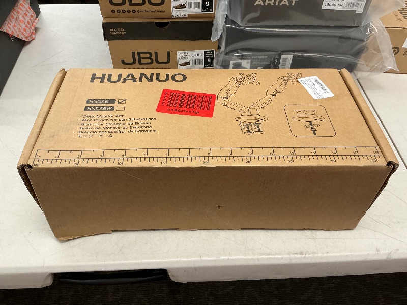 Photo 1 of HUANUO Dual Monitor Stand - Full Adjustable Monitor Desk Mount Swivel Vesa Bracket with C Clamp, Grommet Mounting Base for 13 to 32 Inch Computer Screens - Each Arm Holds 4.4 to 19.8lbs