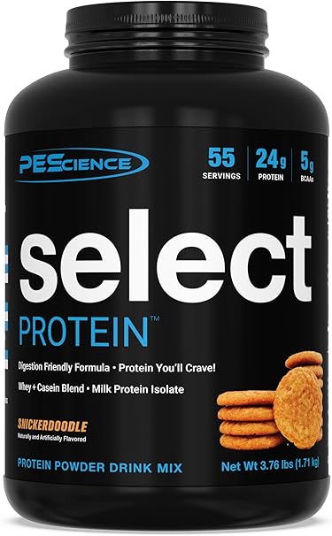 Photo 1 of PEScience Select Protein Powder, Whey and Casein Blend, Clean Protein Powder for Women and Men, Low Calorie, Low Carb, Keto Friendly, Gluten Free, Snickerdoodle, 55 Servings
