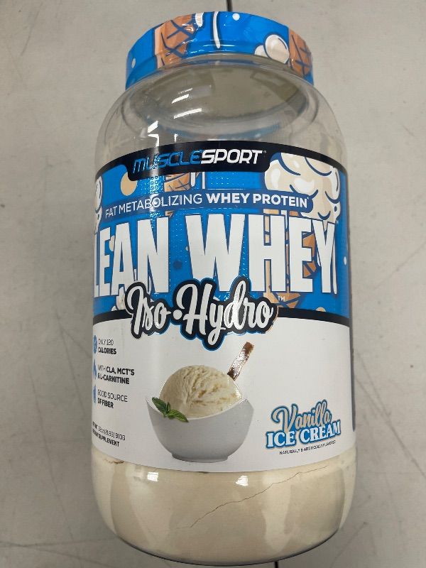Photo 1 of MuscleSport, Lean Whey, Iso-Hydro, Vanilla Ice Cream, 2 Lbs (908 G)