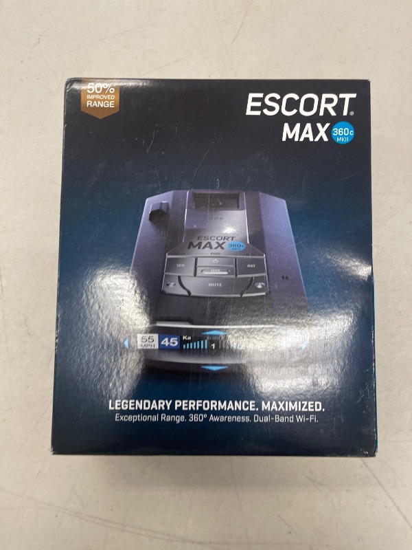 Photo 1 of Escort MAX 360c MKII Laser Radar Detector - Dual-Band Wi-Fi and Bluetooth Enabled, 360° Directional Arrows, Exceptional Range, Shared Alerts, Apple CarPlay and Android Auto Compatible, Black
