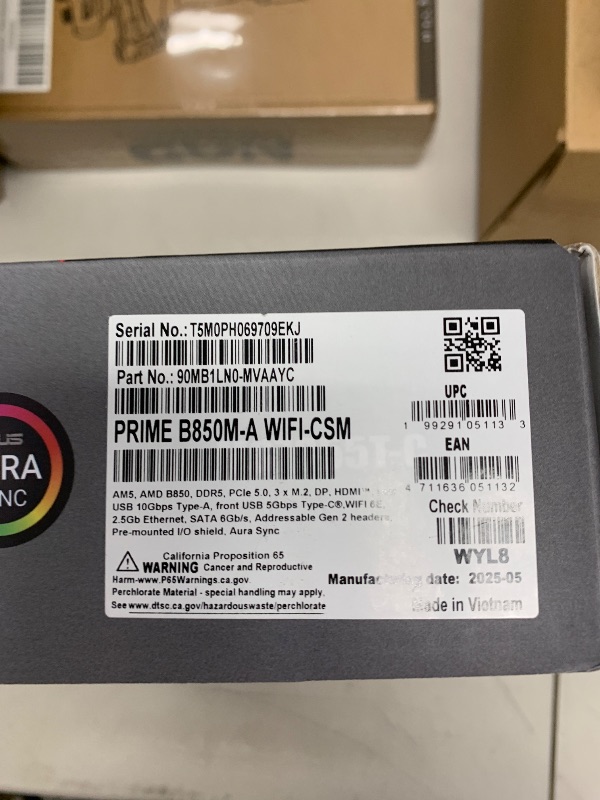 Photo 1 of ASUS Prime B850M-A WiFi-CSM AMD AM5 B850 mATX Motherboard, DDR5, PCIe 5.0 Ready, 3X M.2, Wi-Fi 6E, 2.5Gb LAN, DisplayPort, HDMI™, USB Type-C®, ASUS Control Center Express Remote IT Management