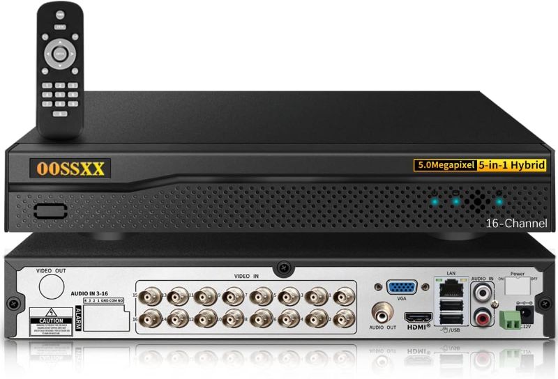 Photo 1 of OOSSXX 16-Channel DVR Hybrid Capability 5-in-1 Digital Video Recorder 5.0MP HD Security DVR Recorder AHD/Analog/TVI/CVBS/IP Security Camera System Video Surveillance, Max to 6TB (NO HDD)
