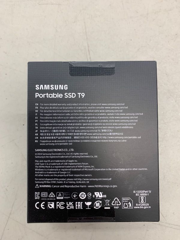 Photo 1 of SAMSUNG T9 Portable SSD 4TB, USB 3.2 Gen 2x2 External Solid State Drive, Seq. Read Speeds Up to 2,000MB/s for Gaming, Students and Professionals,MU-PG4T0B/AM, Black (pack of 1)