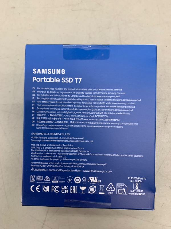 Photo 1 of SAMSUNG T7 Portable SSD, 4TB External Solid State Drive, Speeds Up to 1,050MB/s, USB 3.2 Gen 2, Reliable Storage for Gaming, Students, Professionals, MU-PC4T0T/AM, Gray