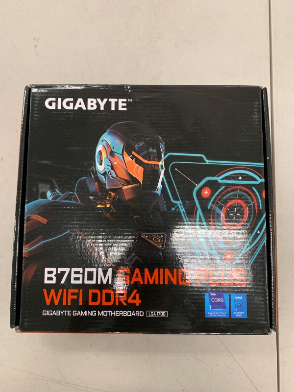 Photo 1 of GIGABYTE B760M Gaming Plus WiFi DDR4 LGA 1700 Intel B760 M-ATX Motherboard with DDR4, 2* M.2, PCIe 4.0, Front USB 3.2 Gen 1 Type-C, WiFi 6 GbE LAN, Q-Flash Plus, PCIe EZ-Latch