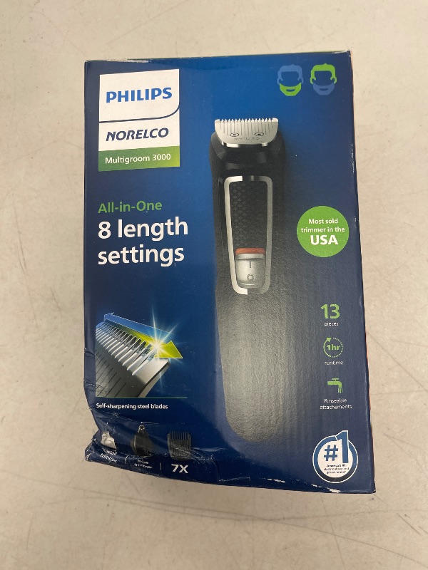 Photo 1 of Philips Norelco Multi Groomer - 13 Piece Mens Grooming Kit for Beard, face, Nose, and Ear Hair Trimmer and Hair Clipper - NO Blade Oil Needed, MG3740/40