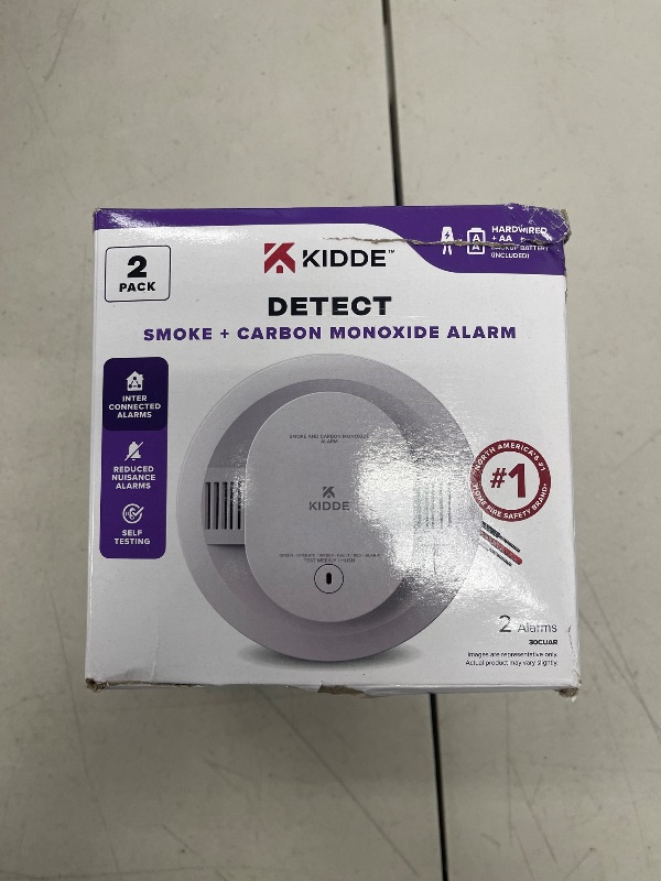 Photo 1 of Kidde Hardwired Smoke & Carbon Monoxide Detector, AA Battery Backup Smoke Alarm, Interconnectable, LED Warning Light Indicators, 2 Pack