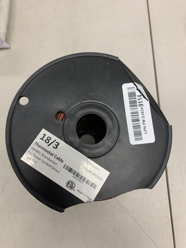 Photo 1 of EASTWIRE 18/3 500ft Thermostat Wire, Solid Copper Wire, 18 Gauge Conductor, ETL Listed CL2 Power Limited Circuit Cable for Indoor/Outdoor Low Voltage Applications Use,Brown (18/3, 500ft)