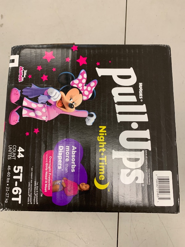 Photo 1 of Pull-Ups Girls' Night-Time Potty Training Pants, Size 5T-6T Overnight Training Underwear (46-60 lbs), 44 Ct