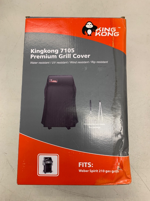 Photo 1 of Kingkong 7105 Premium Grill Cover for Weber Spirit 210 Series Gas Grills with Both Collapsed (Not Fit for Spirit II E-210) Including Grill Brush and Tongs