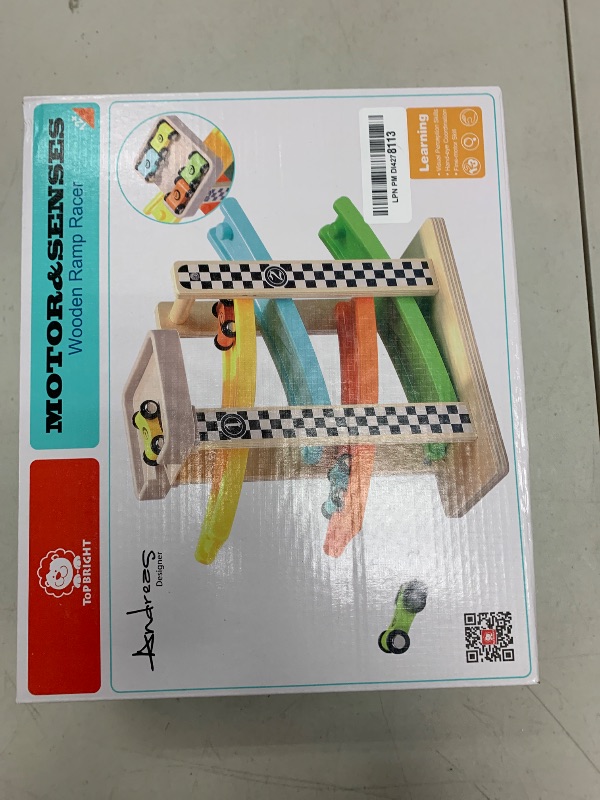 Photo 1 of Toddler Toys for 1 2 Year Old Boy and Girl Gifts Wooden Race Track Car Ramp Racer with 4 Mini Car