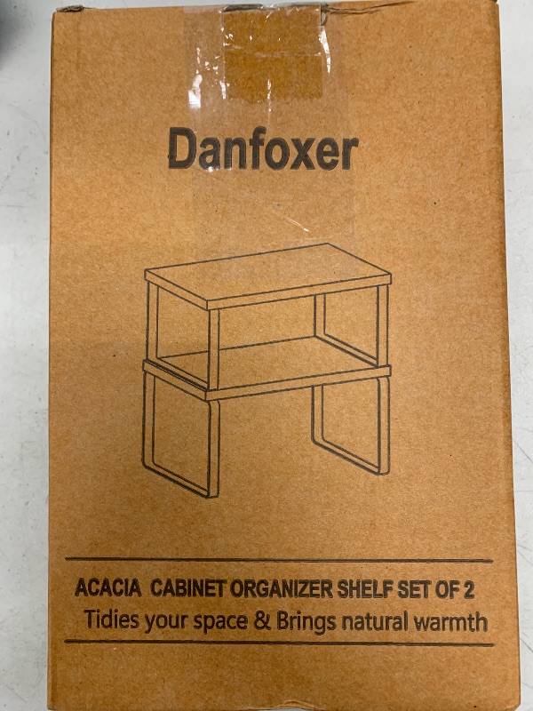 Photo 1 of Danfoxer Cabinet Organizer Shelf Set of 2, Kitchen Counter Shelves,Acacia Wood Spice Rack for Countertop and Cabine Stackable and Expandable,Kitchen Organizer and Storage,Medium(Natual)