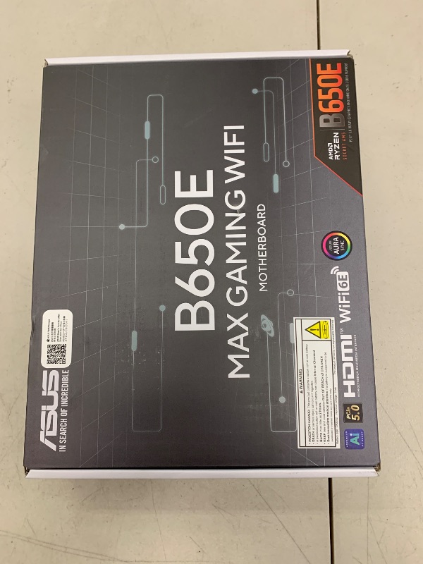 Photo 1 of ASUS B650E MAX Gaming WiFi AMD B650 ATX Motherboard, DDR5, PCIe 5.0 Ready, 3X M.2 Slots, Wi-Fi 6E, Realtek 2.5Gb Ethernet, DisplayPort, HDMI™, USB 10Gbps Type-A & Type-C®, BIOS Flashback™, Aura Sync
