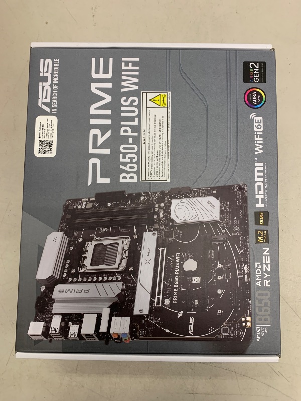 Photo 1 of ASUS Prime B650-PLUS WiFi AMD B650 AM5 Ryzen™ Desktop 9000 8000 & 7000 ATX Motherboard, DDR5, PCIe 5.0 M.2, 2.5Gb LAN, WiFi 6E, HDMI™, SATA 6 Gbps, USB Type-C®, BIOS Flashback™, Thunderbolt™ 4 Header