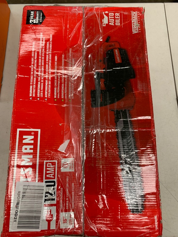 Photo 1 of CRAFTSMAN Electric Chainsaw, 16 Inch, 12 Amp Corded (CMECS600)