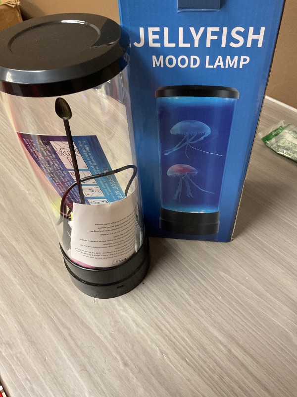Photo 1 of Jellyfish Aquarium Lamp, Artificial Fish Tank Lava Night Light, Battery and USB Powered Mini Fish Lamp with Remote Control, LED Fish Lava Lamp for Home Office Decor