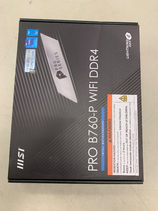 Photo 1 of MSI PRO B760-P WiFi DDR4 ProSeries Motherboard (Supports 12th/13th/14th Gen Intel Processors, LGA 1700, DDR4, PCIe 4.0, M.2, 2.5Gbps LAN, USB 3.2 Gen2, HDMI/DP, Wi-Fi 6E, Bluetooth 5.3, ATX)