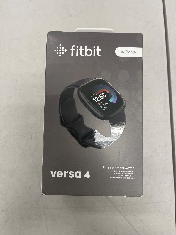 Photo 1 of Fitbit Versa 4 Fitness Smartwatch with Daily Readiness, GPS, 24/7 Heart Rate, 40+ Exercise Modes, Sleep Tracking and more, Black/Graphite, One Size (S & L Bands Included)