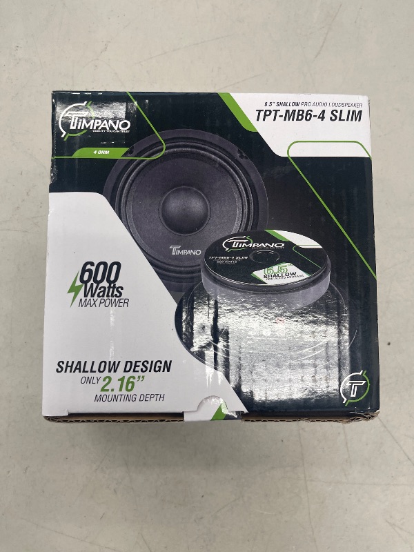 Photo 1 of Timpano 6.5 Inch Shallow Car Speaker 600 Watts TPT-MB6-4 Slim Shallow Profile 4 Ohm, PRO Midbass Car Audio Loudspeaker Compact for Doors (Single)