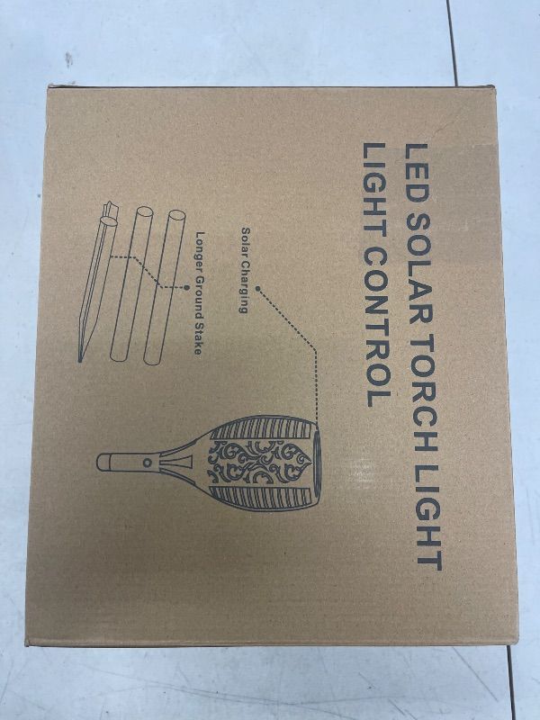 Photo 1 of 4PCs Halloween Solar Torch Lights Outdoor, 43in 96 LED, Waterproof Landscape Garden Pathway Light with Purple Vivid Dancing Flickering Flames, Auto On/Off Dusk to Dawn for Halloween Lights Decoration