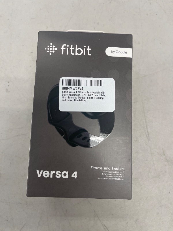 Photo 1 of Fitbit Versa 4 Fitness Smartwatch with Daily Readiness, GPS, 24/7 Heart Rate, 40+ Exercise Modes, Sleep Tracking and more, Black/Graphite, One Size (S & L Bands Included)