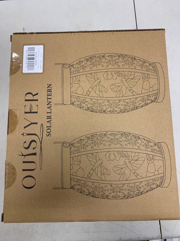 Photo 1 of OUISJYER 2PC Solar Lantern Outdoor Waterproof Glass & Metal Garden Decor Gifts for Women Mom Grandma Large Hanging Solar Light Tabletop Lamp for Yard, Patio, Porch (Hummingbird)