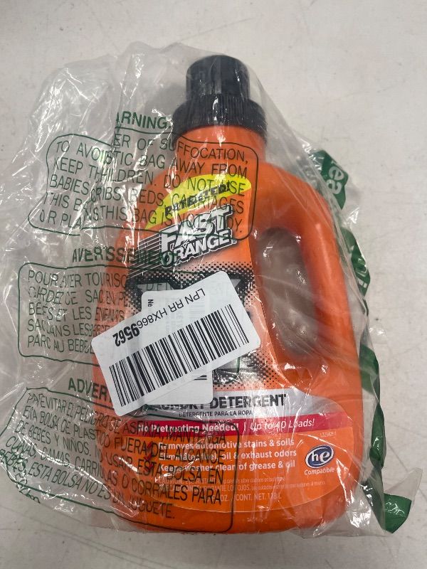 Photo 1 of Fast Orange 22340 Fast Orange Grease X Mechanic's Laundry Detergent Liquid, 40 Fl. Oz. Stains, Soils & Odor Eliminator for Clothes, Heavy Duty Formula & Degreaser to Deep Clean Active Wear Clothing