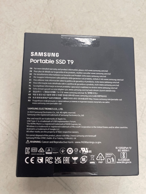 Photo 1 of SAMSUNG T9 Portable SSD 4TB, USB 3.2 Gen 2x2 External Solid State Drive, Seq. Read Speeds Up to 2,000MB/s for Gaming, Students and Professionals,MU-PG4T0B/AM, Black (pack of 1)