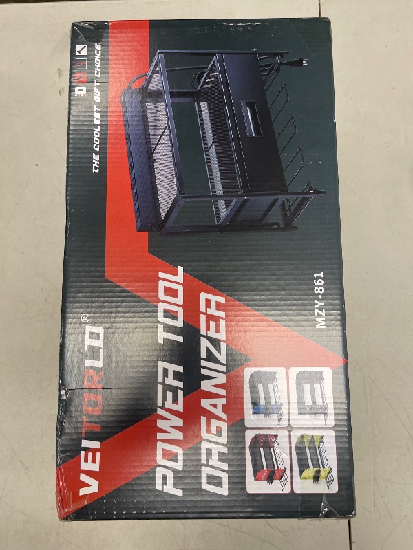 Photo 1 of Veitorld Power Tool Organizer with Charging Station, Garage Tool Storage Organizer Built in 8 Outlet Power Strip with Drawers, 6 Drill Holder Wall Mount, Gifts for Men Dad Husband Him Fathers Day