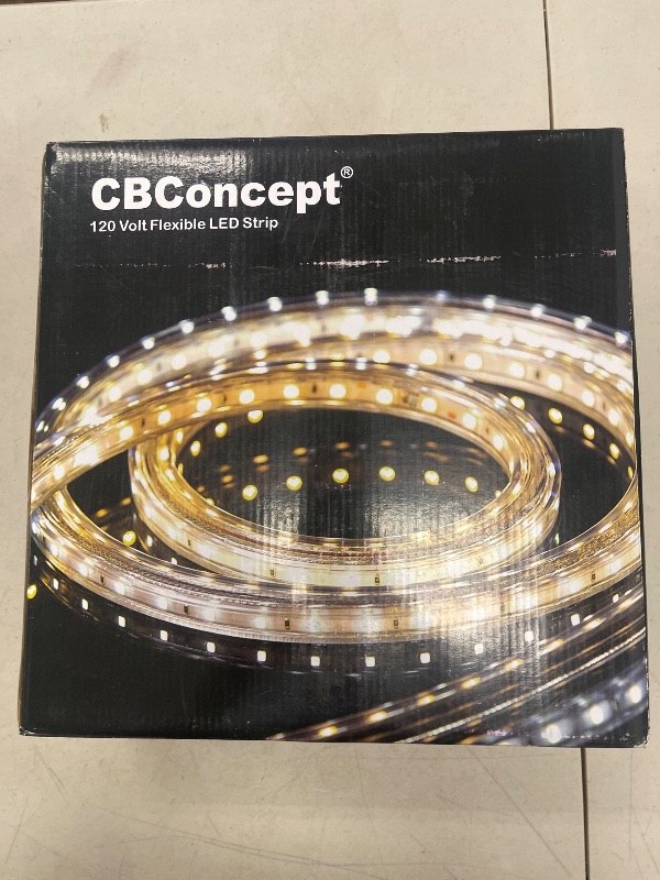 Photo 1 of CBconcept 120VSMD3528-50M-CW 120 -volt SMD3528 Flexible Flat LED Strip Rope Light, 165-Feet Spool, Cool White