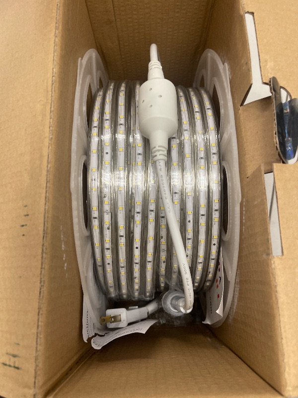 Photo 1 of CBconcept 120VSMD3528-50M-CW 120 -volt SMD3528 Flexible Flat LED Strip Rope Light, 165-Feet Spool, Cool White