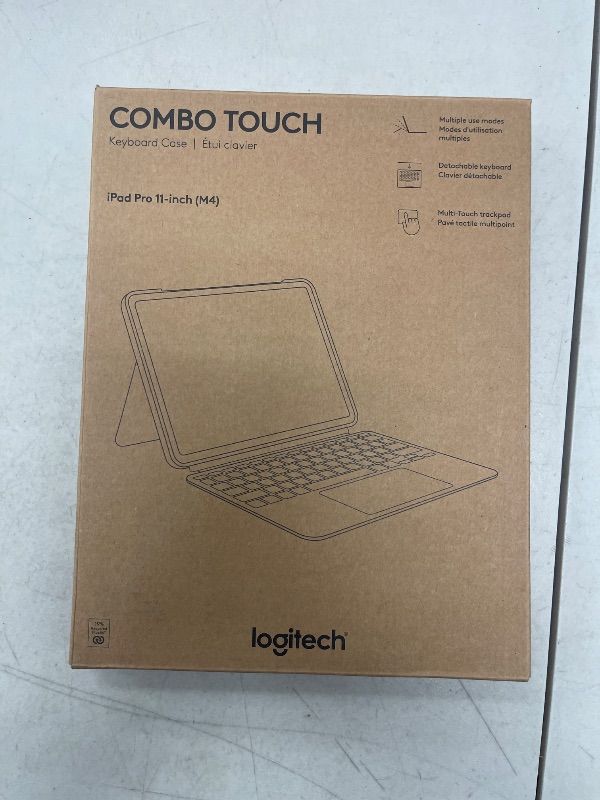 Photo 1 of Logitech Combo Touch iPad Pro 11-inch (M4)(2024) Keyboard Case - Detachable Backlit Keyboard for iPad Pro 11, Kickstand, Multi-use Mode - Midnight Black